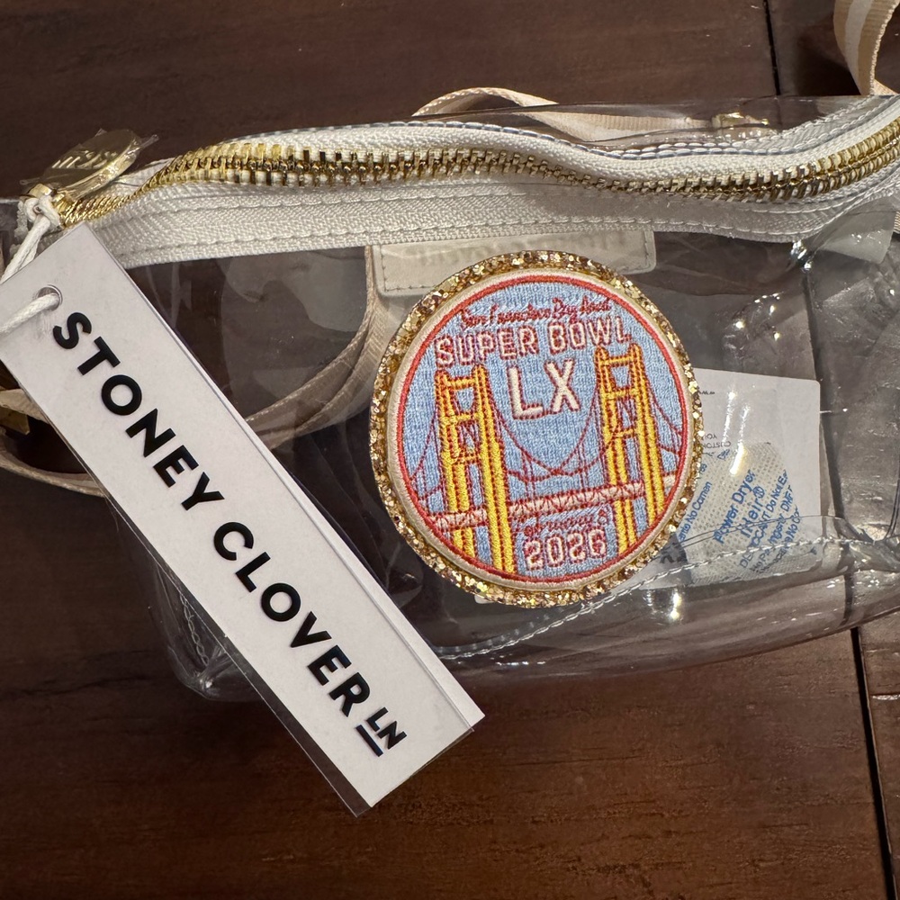 Stoney Clover Lane NFL Super Bowl Clear Bag with Gold Accents